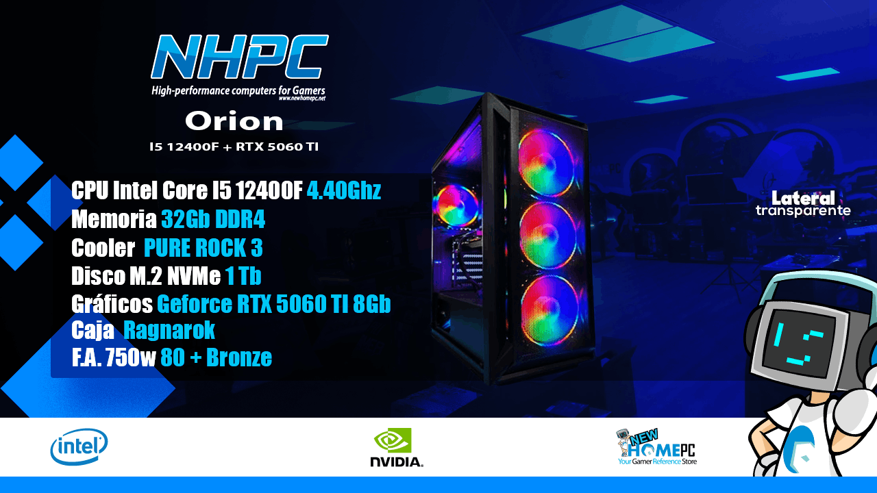 PC gaming NHPC Orion - I5 12400F - RTX 5060 TI - 32GB - 1TB